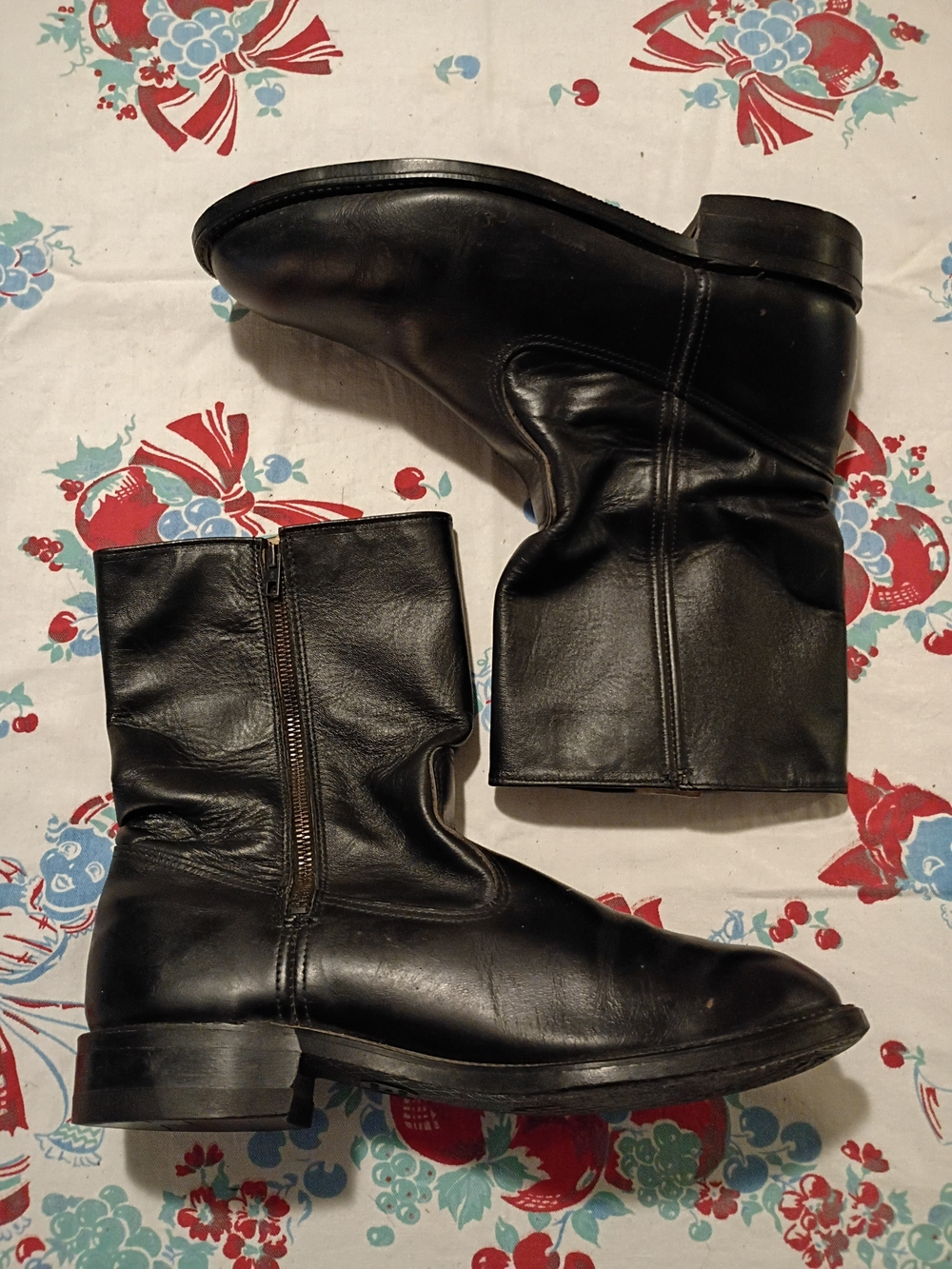 Made In America Union Made Black Zip Up Moto Boots Sz 12 EE Extra Wide
